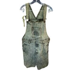 90s WTC Acid Wash Denim Shortalls – World Top Class – Size XL – Short Overalls